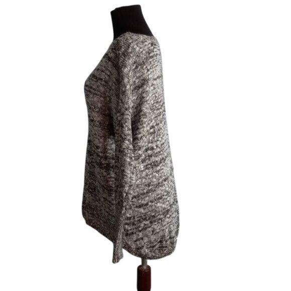 Rock & Republic Size XL Womens Sweater Black White Knit Sequins Hi-Lo Hemline - Picture 4 of 10